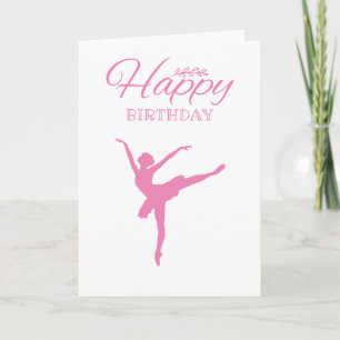 Pink Ballerina Silhouette  - Birthday Card