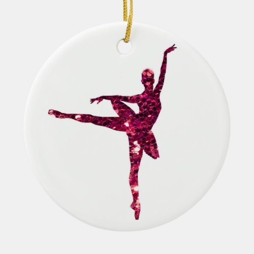 Pink Ballerina single_sided add your own message Ceramic Ornament