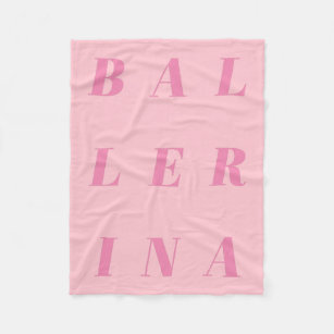 Pink Ballerina Text Design for Ballet Dancers Fleece Blanket