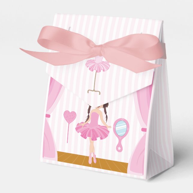 Pink Ballerina theme Birthday Party Guest Thanks Favor Boxes (Front Side)