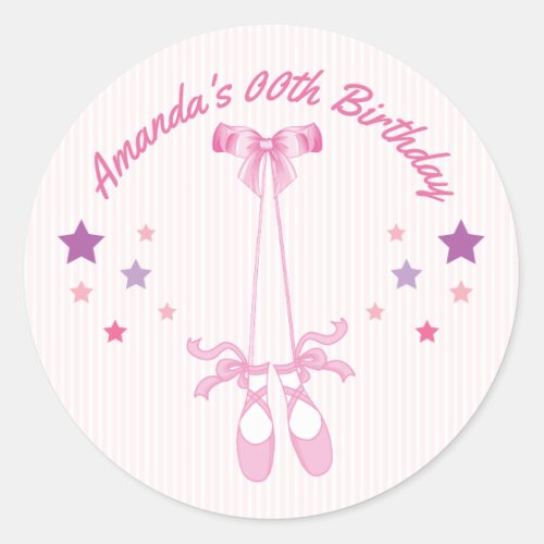 Pink Ballerina theme Birthday Party personalized Classic Round Sticker