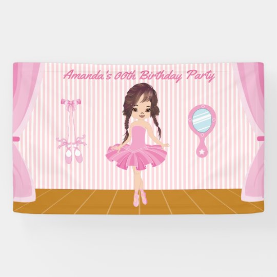 Pink Ballerina Themed Birthday Party Personalized Banner