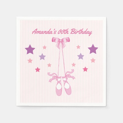 Pink Ballerina themed Birthday Party personalized Napkins