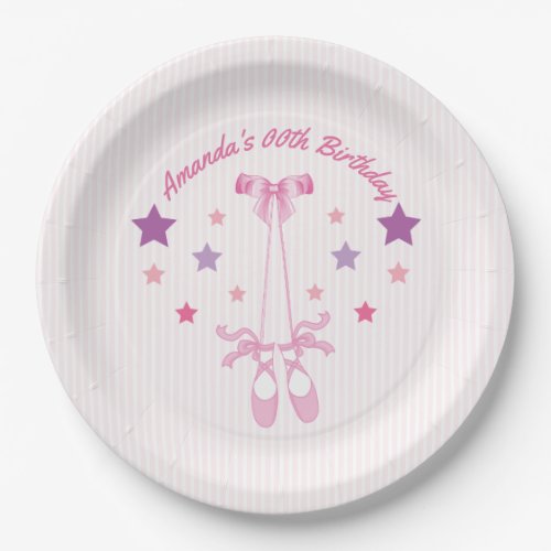 Pink Ballerina themed Birthday Party personalized Paper Plates