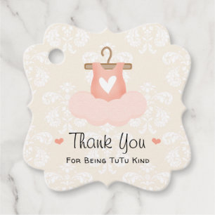 Pink Ballerina Tutu Baby Shower Thank You Favor Tags