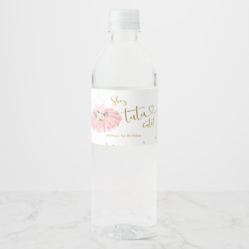 Pink Ballerina Tutu Baby Shower Water Bottle Label