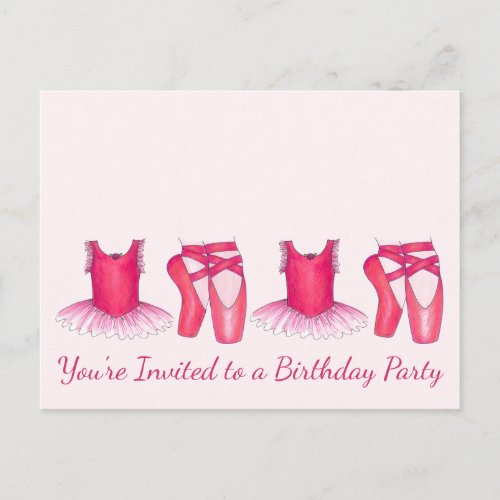 Pink Ballerina Tutu Birthday Party Invitation