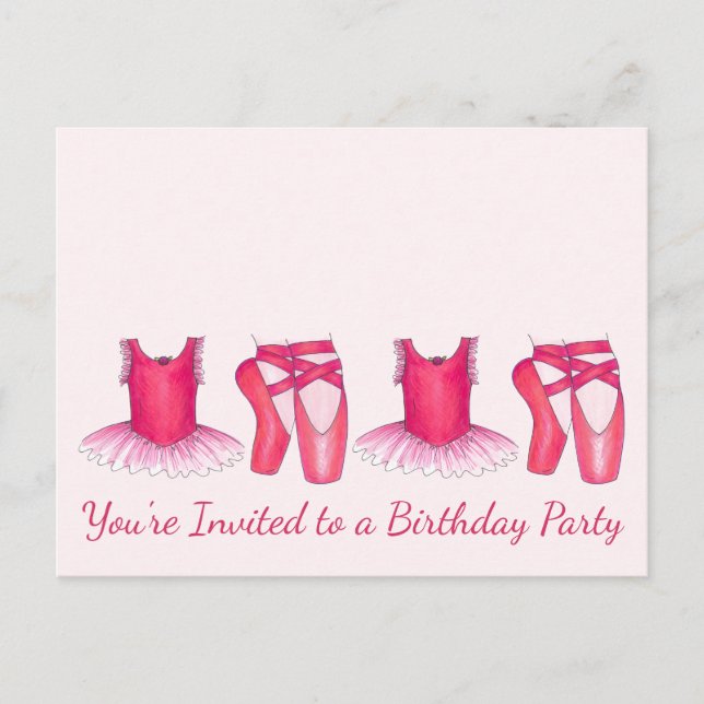 Pink Ballerina Tutu Birthday Party Invitation (Front)