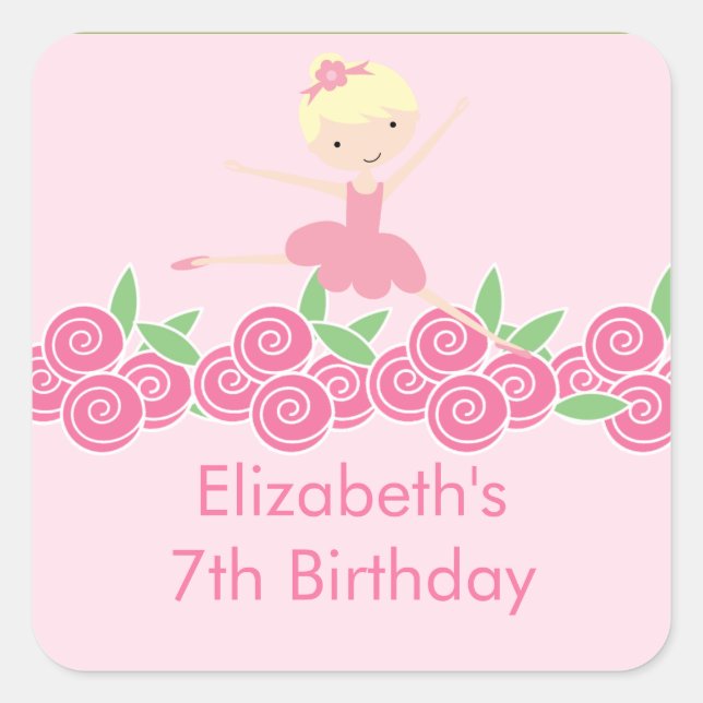 Pink Ballerina Tutu Dance Birthday Party Sticker (Front)