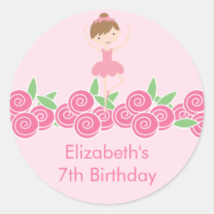 Pink Ballerina Tutu Dance Birthday Party Sticker