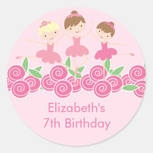 Pink Ballerina Tutu Dance Birthday Party Sticker