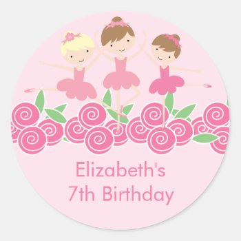 Pink Ballerina Tutu Dance Birthday Party Sticker by celebrateitinvites at Zazzle