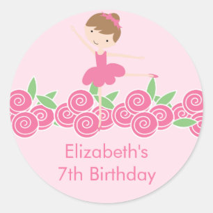 Pink Ballerina Tutu Dance Birthday Party Sticker