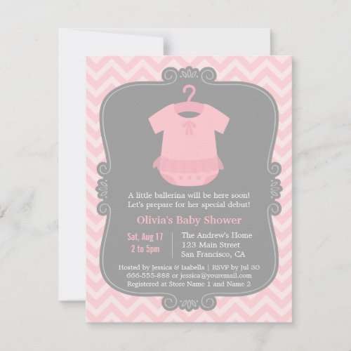 Pink Ballerina Tutu Girl Baby Shower Invitations