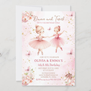 Pink Ballerina TuTu Sister Sibling Party Invitation