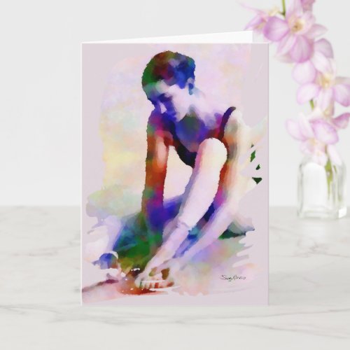 Pink Ballerina Watercolor Contemporary Art Card