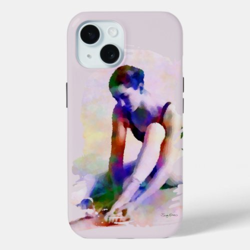 Pink Ballerina Watercolor Contemporary Art iPhone 15 Case