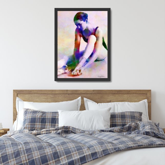 Pink Ballerina Watercolor Contemporary Art Framed Art (Bedroom)