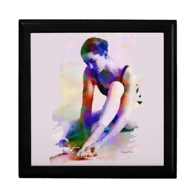Pink Ballerina Watercolor Contemporary Art Gift Box (Front)