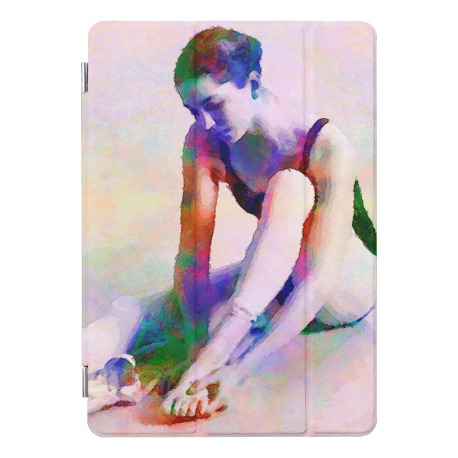 Pink Ballerina Watercolor Contemporary Art iPad Pro Cover (Front)