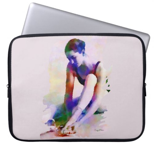 Pink Ballerina Watercolor Contemporary Art Laptop Sleeve