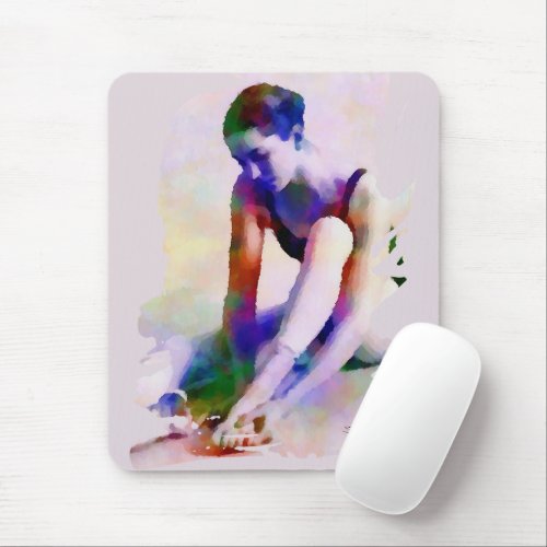 Pink Ballerina Watercolor Contemporary Art Mouse Pad