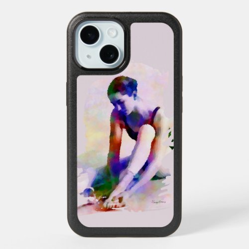 Pink Ballerina Watercolor Contemporary Art iPhone 15 Case