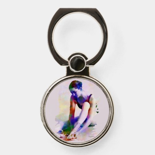 Pink Ballerina Watercolor Contemporary Art Phone Ring Stand