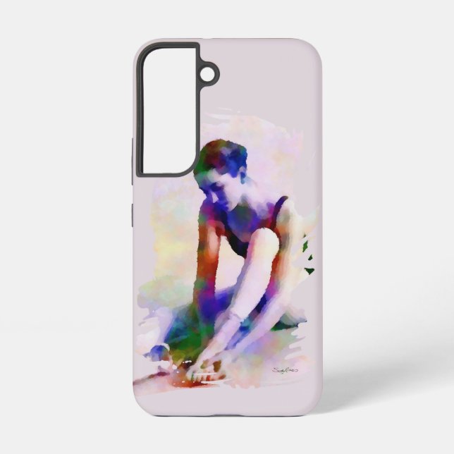Pink Ballerina Watercolor Contemporary Art Samsung Galaxy Case (Back)