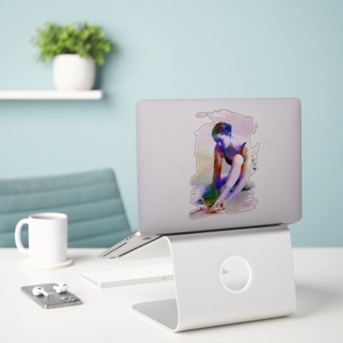 Pink Ballerina Watercolor Contemporary Art Sticker