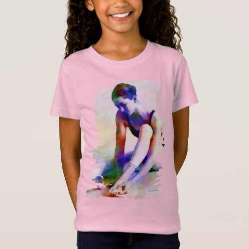 Pink Ballerina Watercolor Contemporary Art T_Shirt