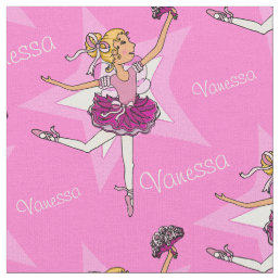 Pink ballerinas dancing custom name fabric