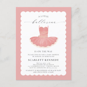 Pink BalleriTutu Baby Girl Baby Shower Invitation Postcard