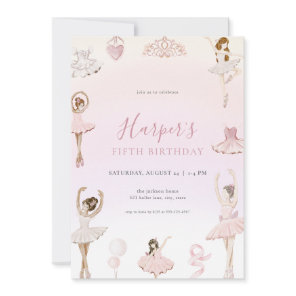 Pink Ballet Ballerina Birthday Party Invitation