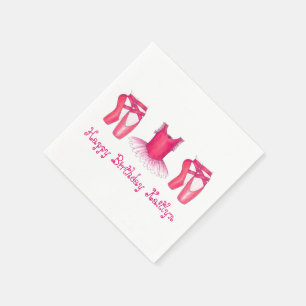 Pink Ballet Ballerina Tutu Pointe Shoes Birthday Napkins