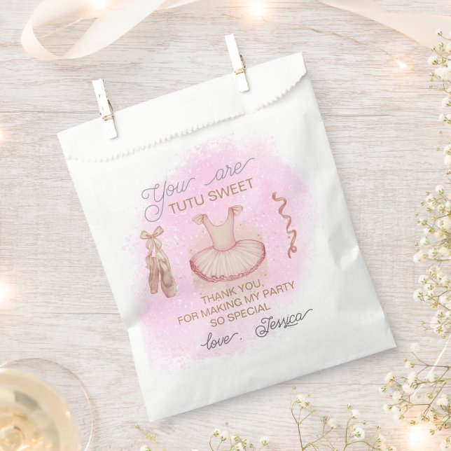Pink Ballet birthday thank you favor Bag (Clipped)