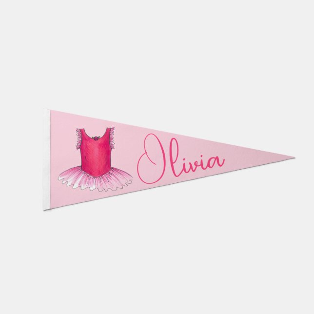 Pink Ballet Costume Ballerina Dance Tutu Pennant Flag (Front)