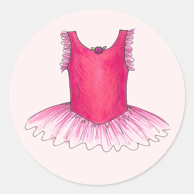 Pink Ballet Dance Ballerina Tutu Stickers (Front)
