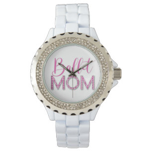 Pink Ballet Dance Mom Sparkle Diamond Glam Watch