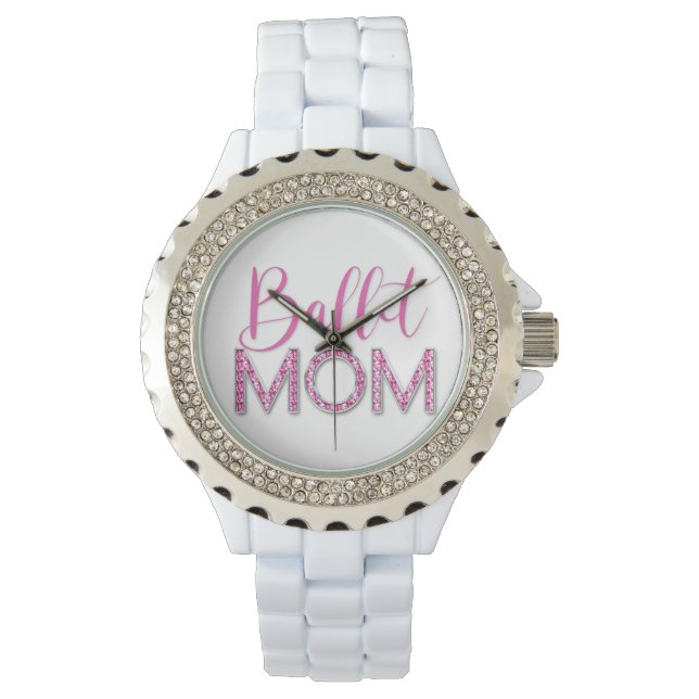 Pink Ballet Dance Mom Sparkle Diamond Glam Watch (Front)