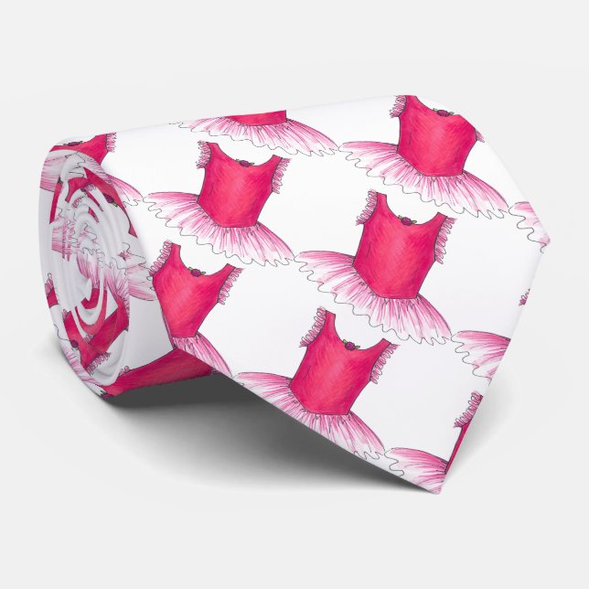 Pink Ballet Dance Teacher Tutu Recital Dancer Tie (Rolled)