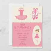 Pink Ballet Dancer Birthday Party Invitation (Front)