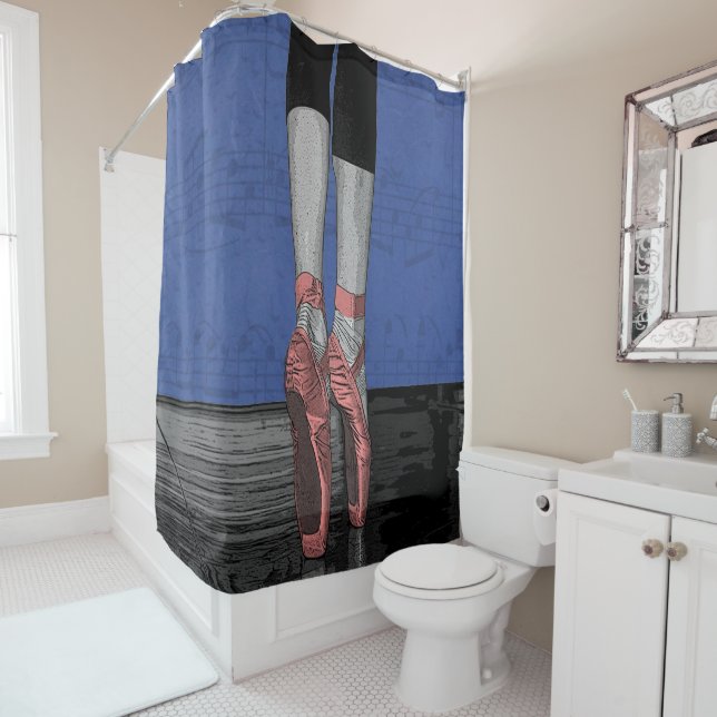 Pink Ballet Dancer Shoes Shower Curtain (In Situ)