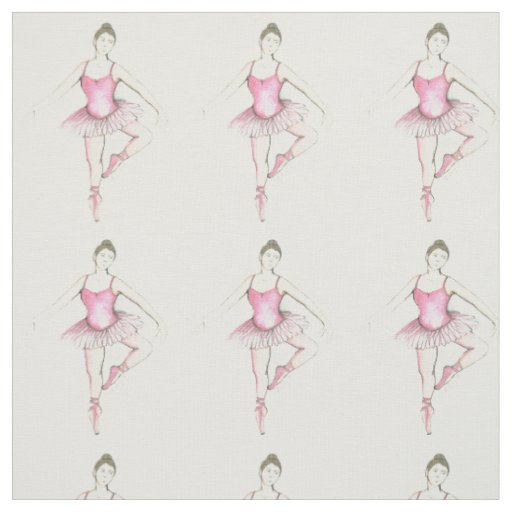 Pink Ballet Dancer Tutu Watercolor Ballerinas Fabric