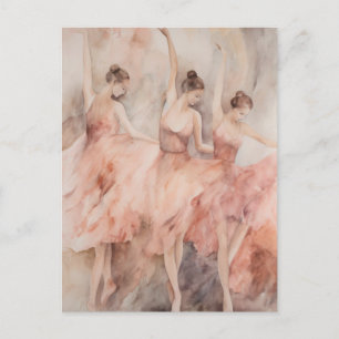 Pink Ballet Dancers Postcard