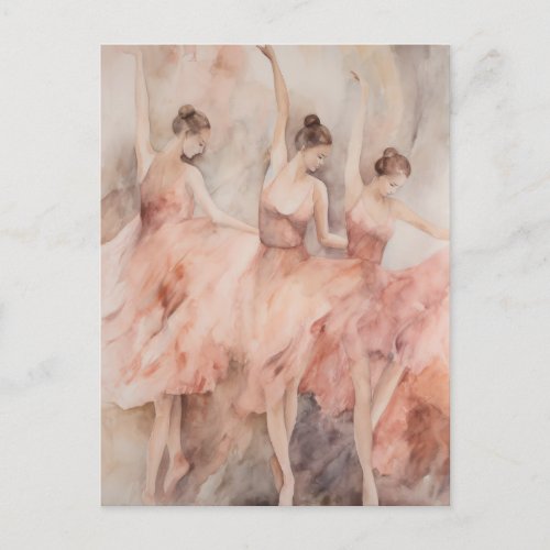 Pink Ballet Dancers Postcard