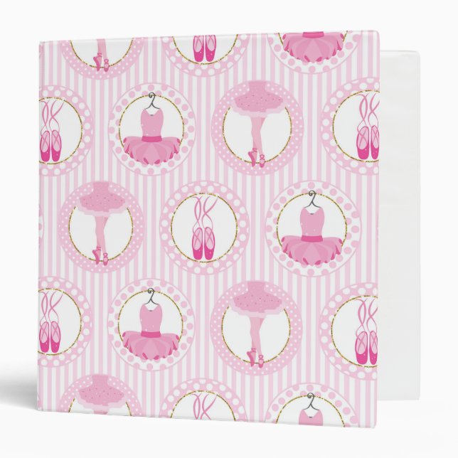 Pink Ballet Dancing - Ballerina Tutu Dancer 3 Ring Binder (Front/Inside)