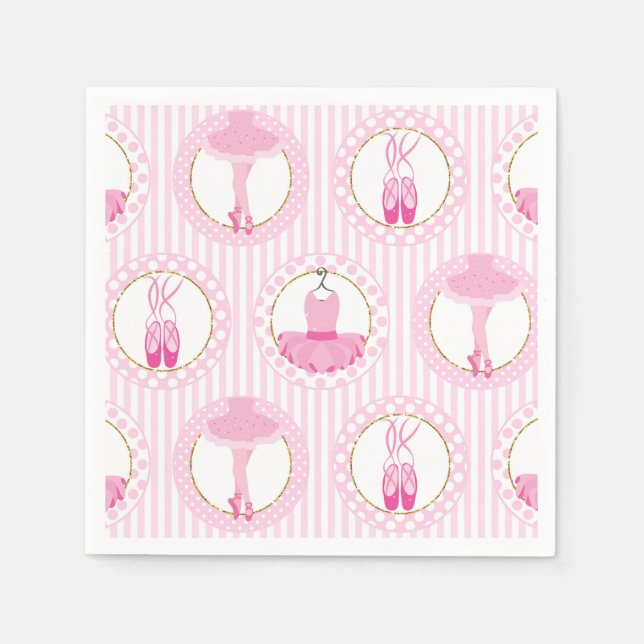 Pink Ballet Dancing - Ballerina Tutu Dancer Napkins (Front)