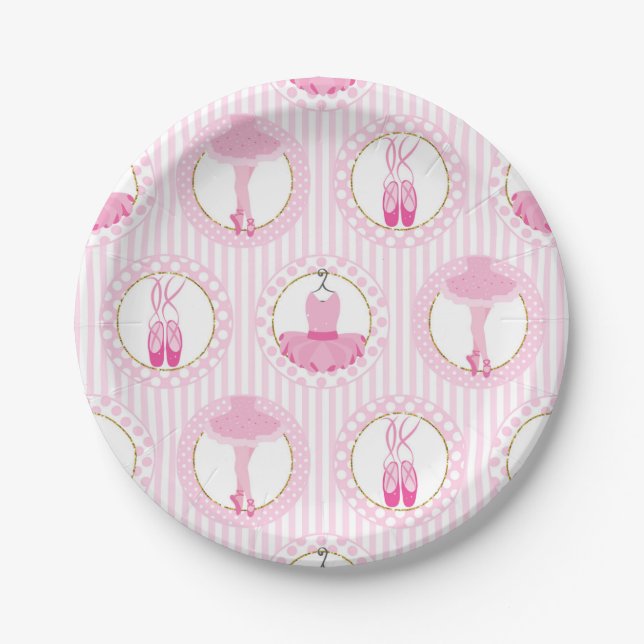 Pink Ballet Dancing - Ballerina Tutu Dancer Paper Plates (Front)
