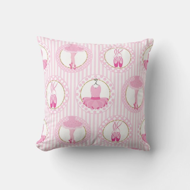 Pink Ballet Dancing - Ballerina Tutu Dancer Throw Pillow (Front)